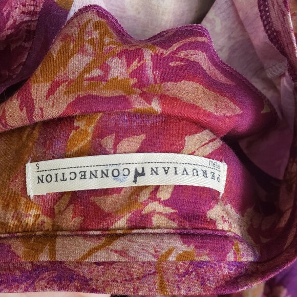 Peruvian Connection Wild Orchid T Shirt Dress Pink Floral Pockets Small - Picture 6 of 8